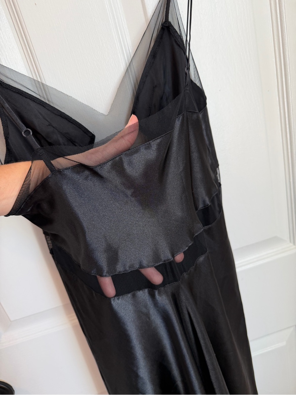 Victoria's Secret Black Long Silky Slip with Mesh Trim - Picture 8 of 10